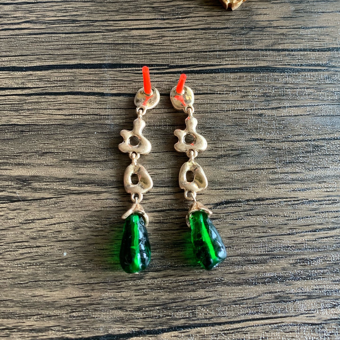 Vintage Old alloy lucite Earrings