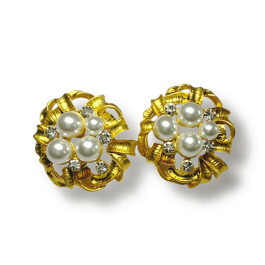 Vingate French gold plated openwork pearl earrings