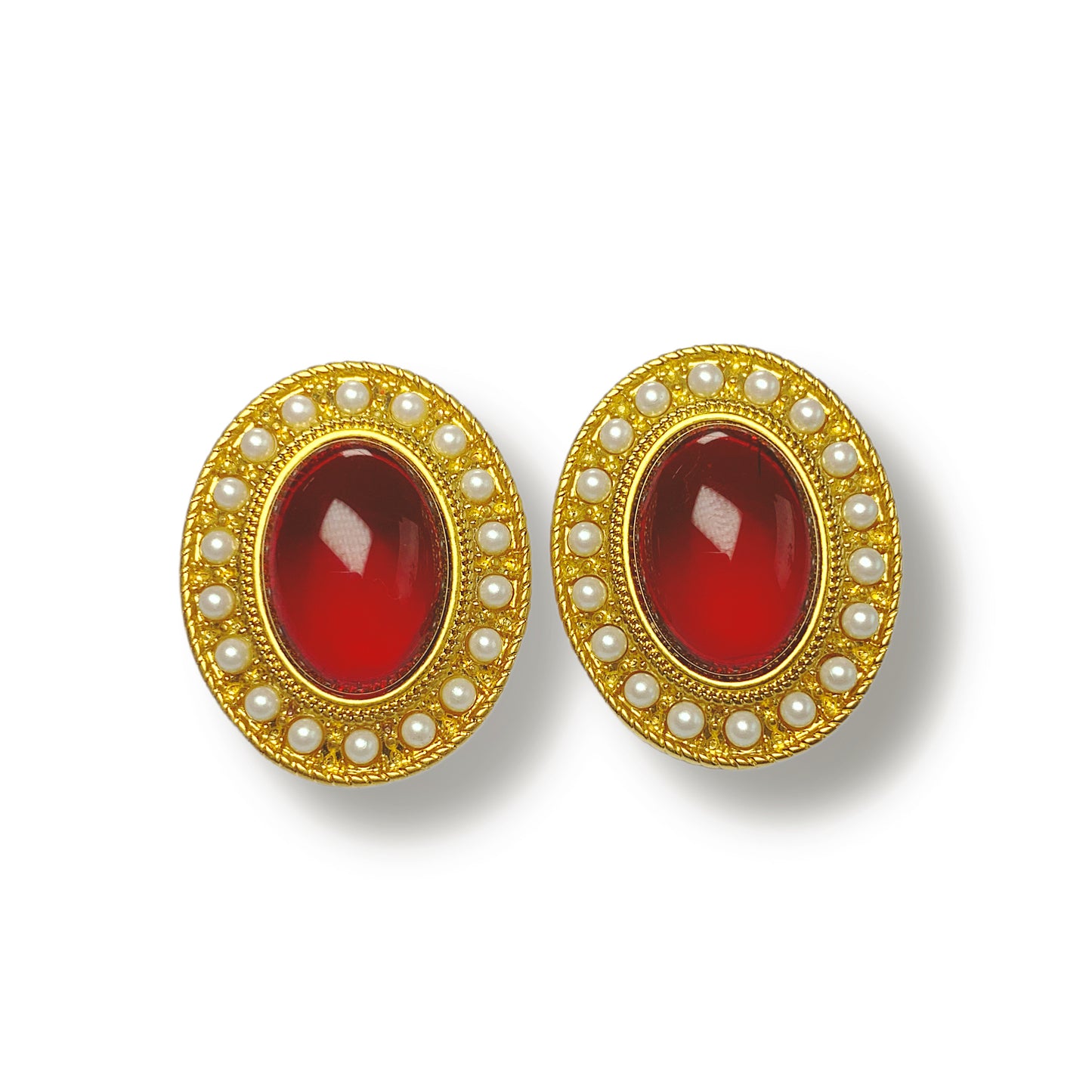 Vingate Oval gold-plated pearl lucite earrings