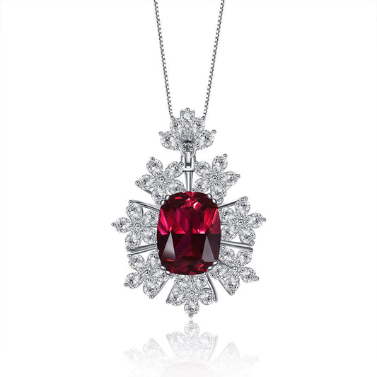 925 sterling silver 13ct pull ruby pendant flower pendant/necklace